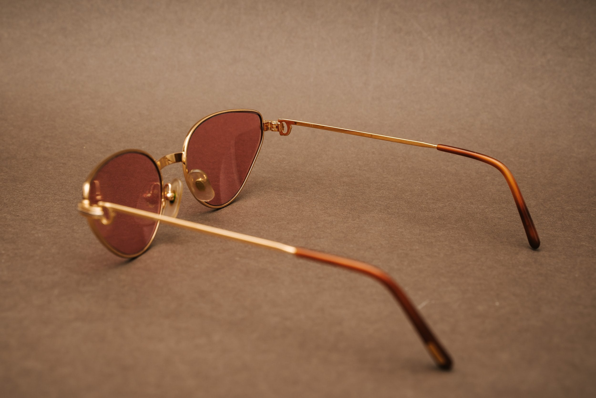 Cartier Gold/Brown Panthere Rimless Sunglasses Cartier | TLC